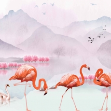 Tapeta Malovaní plameňáci, 432 x 290 cm - 2