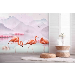 Tapeta Malovaní plameňáci, 432 x 290 cm