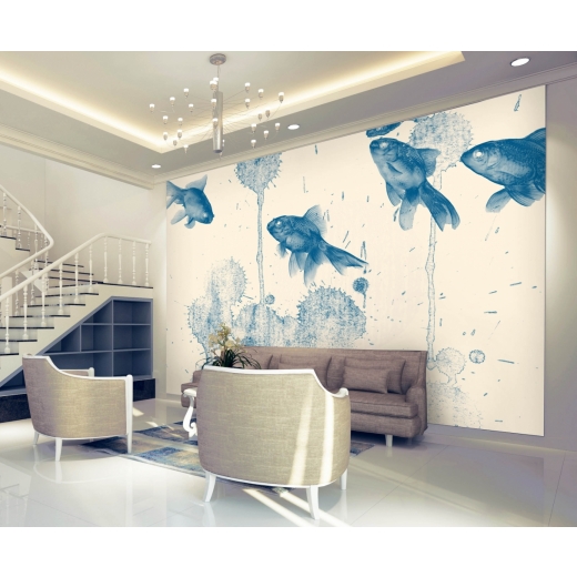 Tapeta Modré rybky, 432 x 290 cm - 1