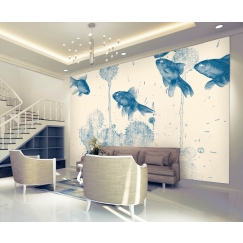 Tapeta Modré rybky, 432 x 290 cm