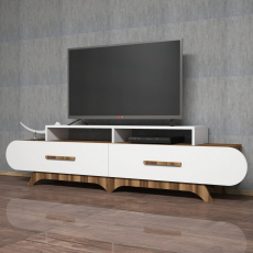 Televizní stolek Flora, 130 cm, bílá / ořech - 3