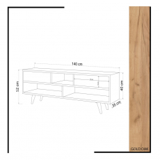 Televizní stolek Glasgow, 140 cm, bílá - 5