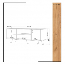 Televizní stolek Lara, 120 cm, bílá / dub - 4