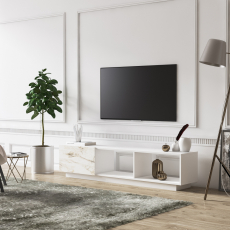 Televizní stolek Lepando, 180 cm, bílá - 3