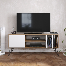 Televizní stolek Mistico, 140 cm, ořech / bílá - 3