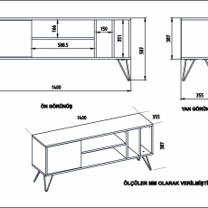 Televizní stolek Mistico, 140 cm, ořech / bílá - 5