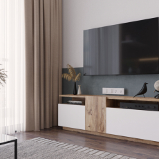 Televízny stolík Bax, 150 cm, biela / borovica - 4