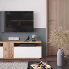 Televízny stolík Bax, 150 cm, biela / borovica - 5