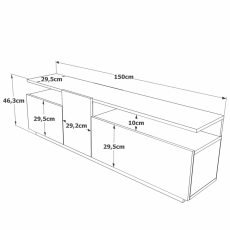 Televízny stolík Bax, 150 cm, biela / borovica - 7