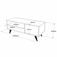 Televízny stolík Cadu, 110 cm, borovica - 6
