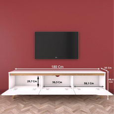 Televízny stolík Dalia, 180 cm, biela / dub - 5