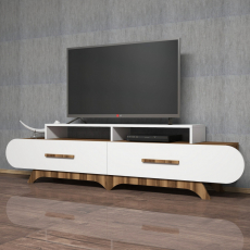 Televízny stolík Flora, 130 cm, biela / orech - 3