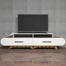 Televízny stolík Flora, 130 cm, biela / orech - 4