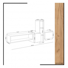 Televízny stolík Kumkuat, 160 cm, biela / dub - 5