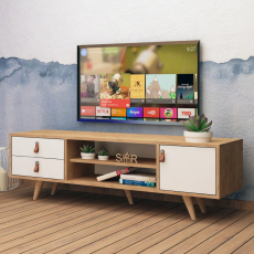 Televízny stolík Lara, 120 cm, biela / dub - 2
