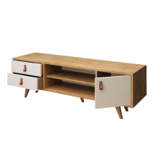 Televízny stolík Lara, 120 cm, biela / dub - 1