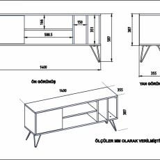 Televízny stolík Mistico, 140 cm, orech / biela - 5