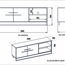 Televízny stolík Polka, 160 cm, biela - 6