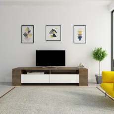 Televízny stolík Sosruko, 155 cm, orech / biela - 2