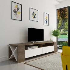Televízny stolík Sosruko, 155 cm, orech / biela - 3