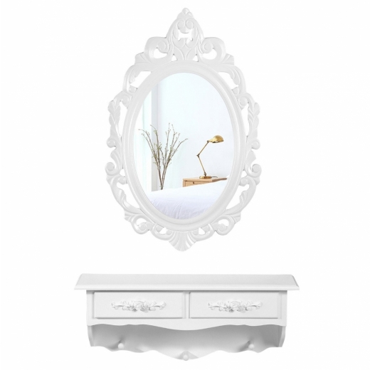Toaletné zrkadlo s policou Emre, 55 cm, biela - 1