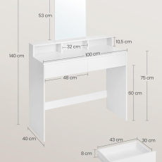 Toaletní stolek Fiend, 140 cm, bílá - 6