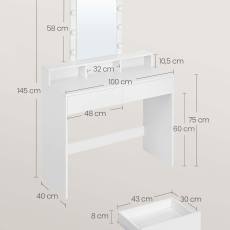 Toaletní stolek Figment, 145 cm, bílá - 6