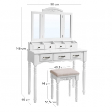 Toaletní stolek July, 148 cm, bílá  - 7