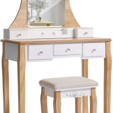 Toaletní stolek Lina, 138 cm, bílá / dub - 1