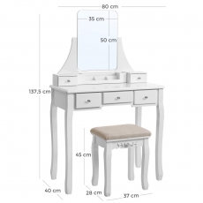 Toaletní stolek Lina, 138 cm, bílá  - 4
