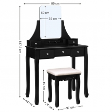 Toaletní stolek Lina, 138 cm, černá - 7