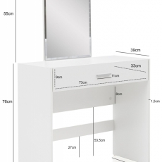 Toaletní stolek Ora, 131 cm, bílá - 4