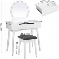 Toaletný stolík Ariel, 131 cm, biela - 3