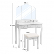 Toaletný stolík Elen, 138 cm, biela - 6