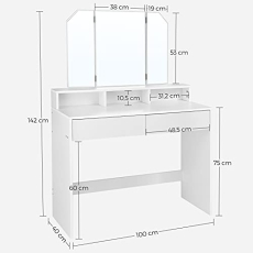 Toaletný stolík Espada, 142 cm, biela - 3