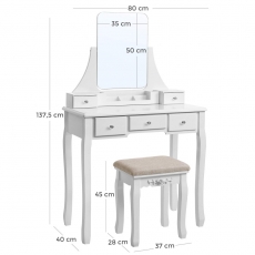 Toaletný stolík Lina, 138 cm, biela - 4