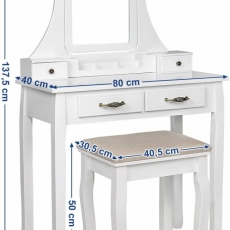 Toaletný stolík Mira, 138 cm, biela - 5