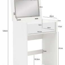 Toaletný stolík Ora, 81 cm, biela - 4