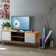 Tv stolek Calin, 140 cm, bílá / dub - 4