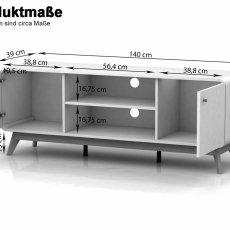 Tv stolek Calin, 140 cm, bílá - 4