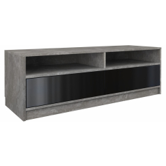 TV stolek Karo, 120 cm, tmavý beton / černá