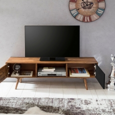 TV stolek s 2 dveřmi Repa, 140 cm, masiv Sheesham, černá - 4