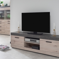 TV stolek s dveřmi Bruk, 140 cm, Sorrento dub/beton - 4