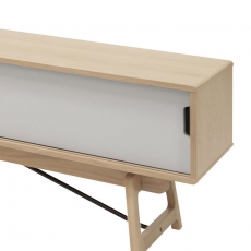 TV stolek s posuvnými dveřmi Kerstin, 180 cm, dub/šedá - 3