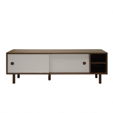 TV stolek s posuvnými dveřmi State, 150 cm, ořech/stříbrná - 1