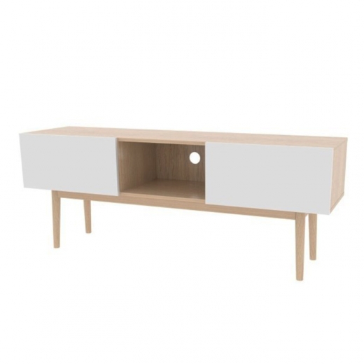 TV stolek s výklopnými dvířky Gabi, 150 cm, dub/bílá - 1