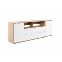 Tv stolek Seth, 180 cm, bílá / dub