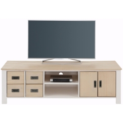 Tv stolek Shily, 150 cm, bílá / dub