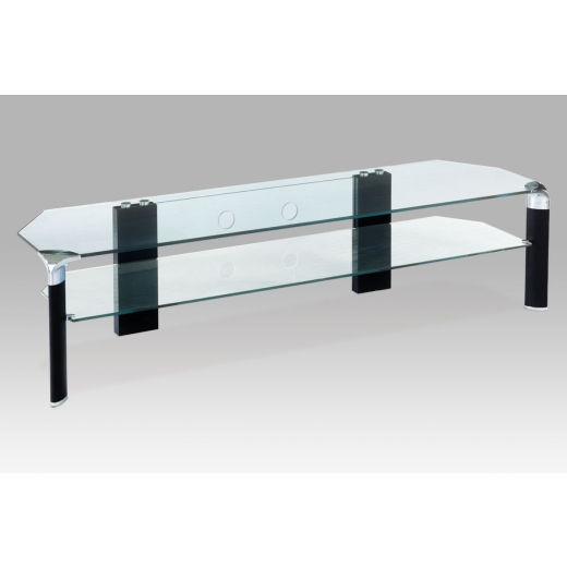 TV stolek skleněný Rolf, 180 cm, čiré sklo/černá - 1