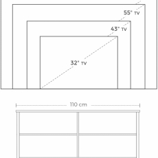 Tv stolek Stella I., 110 cm, hnědá / černá - 5